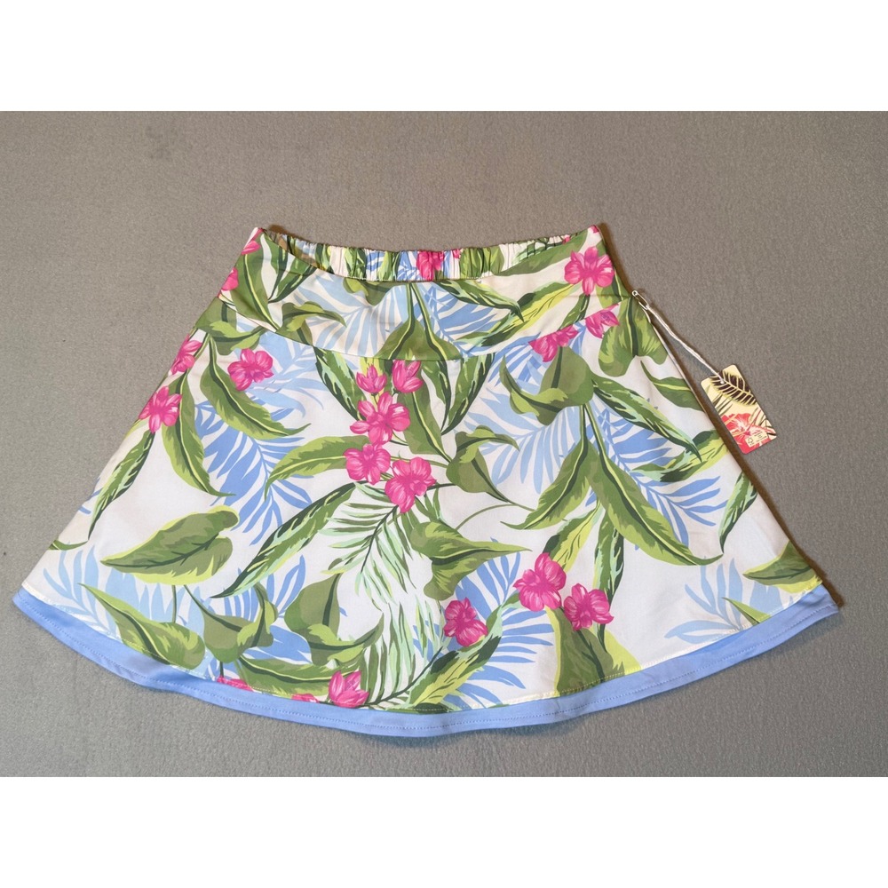 Tommy Bahama Everyday Active Tropical Floral Skort XS Blue Pink Hibiscus NWT